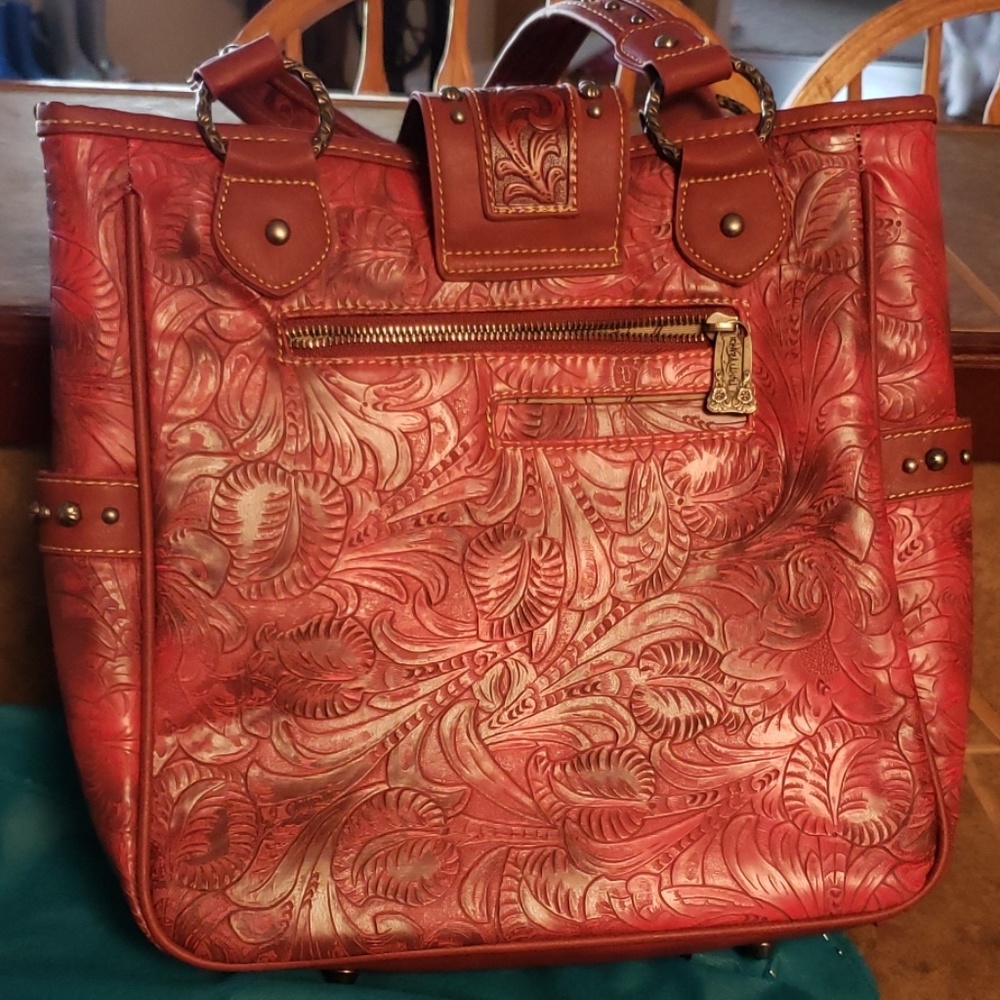 Trinity Ranch Authentic Red Leather Tote - Picture 4 of 6